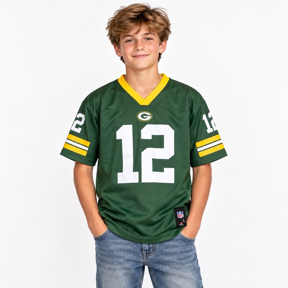 NFL Green Bay Packers Aaron Rodgers #12 Youth Jersey Size L 14/16 Green